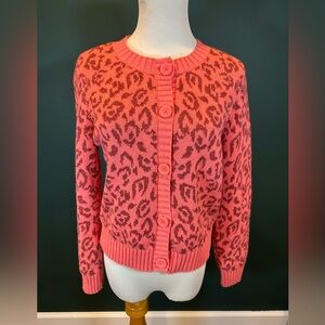 Kate Spade Women’s Panther Intarsia Cardigan Sweater Pink Size S
